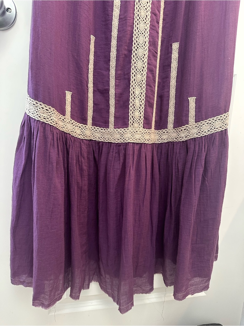 Free People Purple Maxi Strapless Dress with Cream Lace Accents - Picture 7 of 8